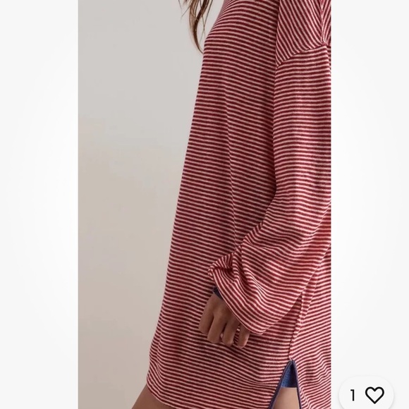 We The Free Womens Red White Striped Size Large Long Sleeve Linen blend - Picture 5 of 10